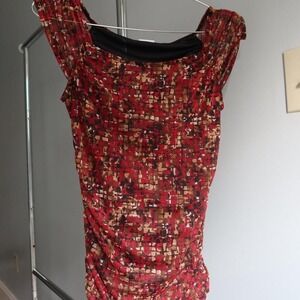 Wrapper Body‎ Dress Red Top Wrap Style Textured Floral Design